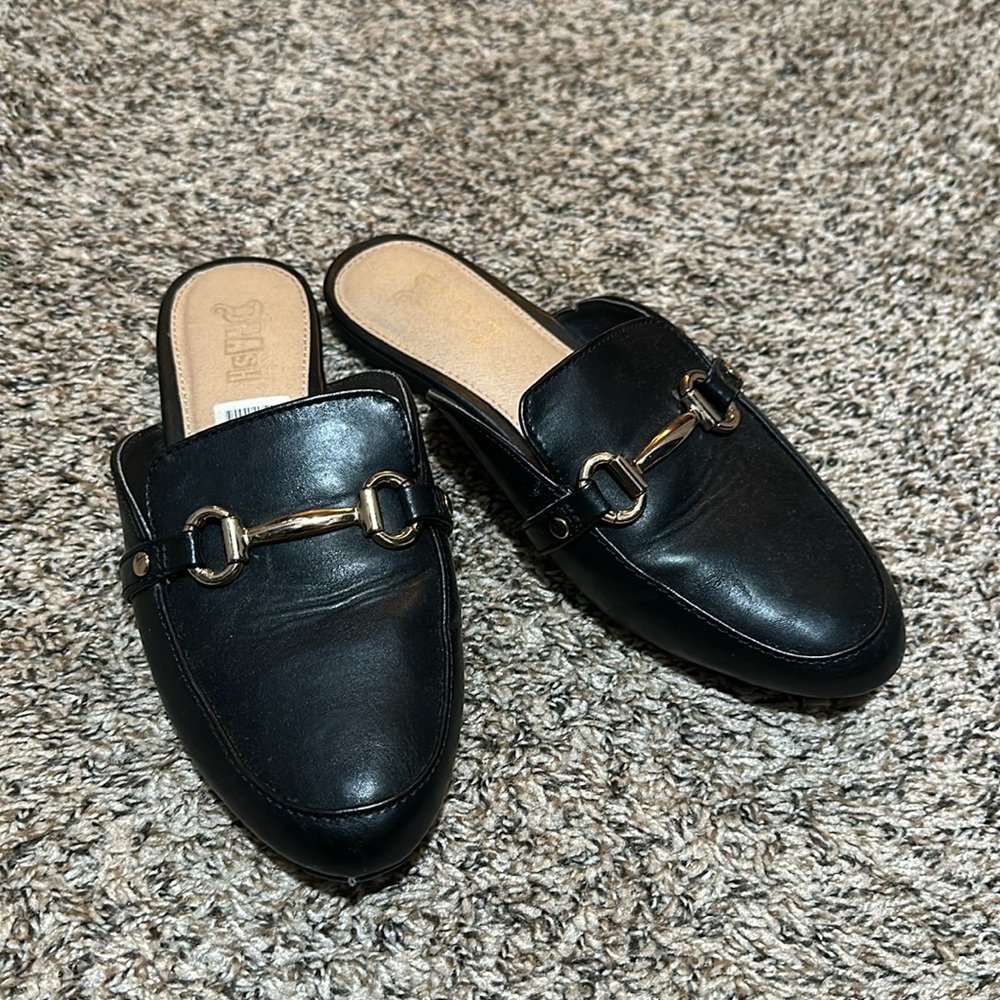 Black gold slip shoes loafers - Picture 2 of 10
